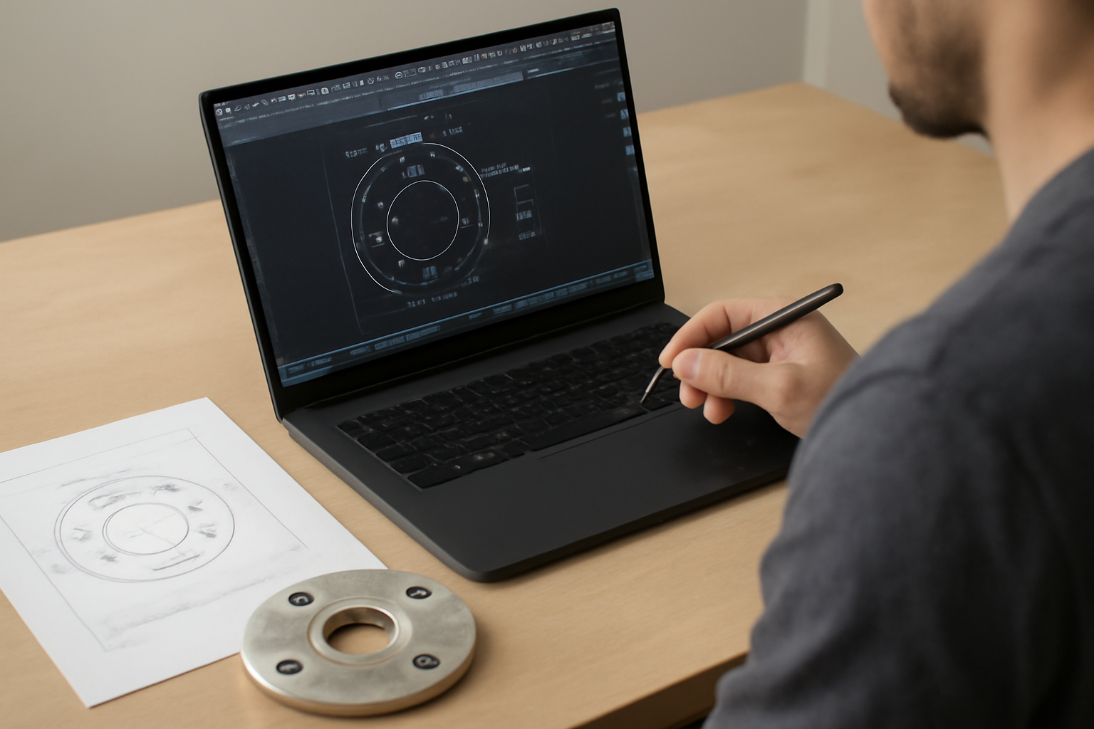 Чертёж фланца в AutoCAD